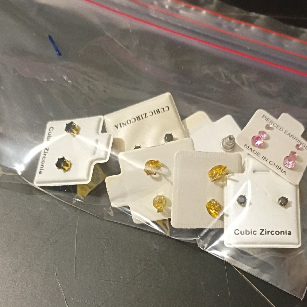 Cubic Zirconia Stud Earrings Set - Picture 4 of 4